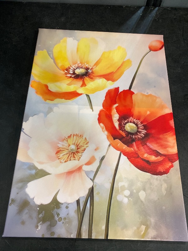 Photo 1 of Flower Wall Art Colorful Poppy Picture Canvas Prints Vibrant Floral Painting Vintage Artwork for Living Room Bedroom Office Wall Decor Ready to Hang(Flower-3,16.00"x24.00")