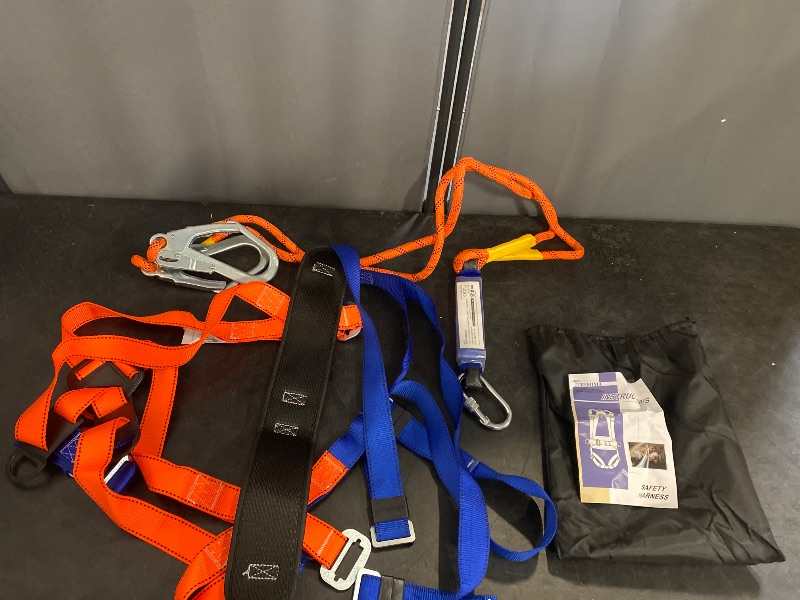 Photo 1 of Safety Harness Fall Protection Kit: Full Body Roofing harnesses with Shock Absorbing Lanyard - Updated Comfortable Waist Pad