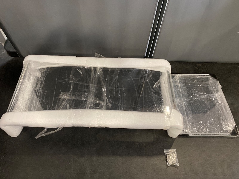 Photo 1 of 32inch Premium Clear Acrylic Rectangle Coffee Table for Living Room,Mid Century Transparent Waterfall Lowtea Table, Middle Size Table (32"x16"x16") Need Assembly Fit for 2 Seat Sofa