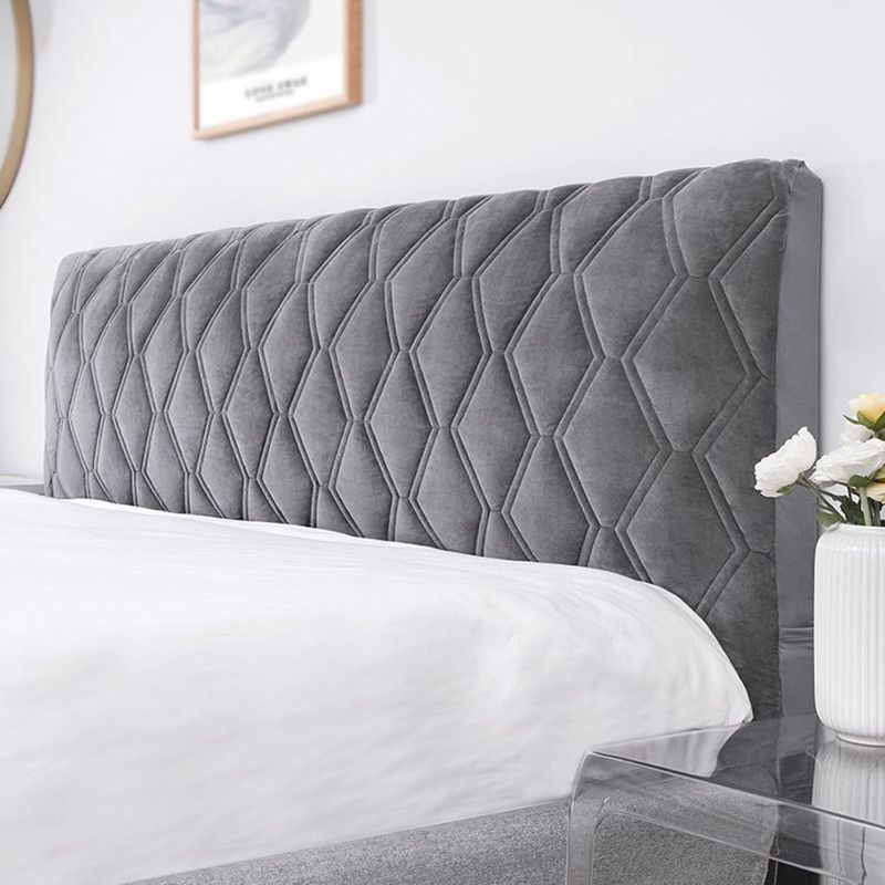 Photo 1 of Velvet Bed Headboard Cover for Full Queen Cal King Size,Quilted Bed Headboard Slipcover Thicken Dustproof Headboard Padding Protector Cover(Dark Gray,150cm/59in)