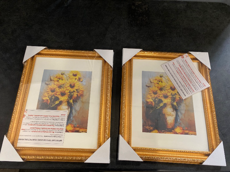 Photo 1 of 8x10 Gold Picture Frame Set of 2, Ornate Vintage 8 x 10 Photo Frame for Wall Decor or Tabletop Display, 8x10 Gold Frames with Real Glass, Display 5x7 Pictures with Mat or 8x 10 without Mat for Antique Déco