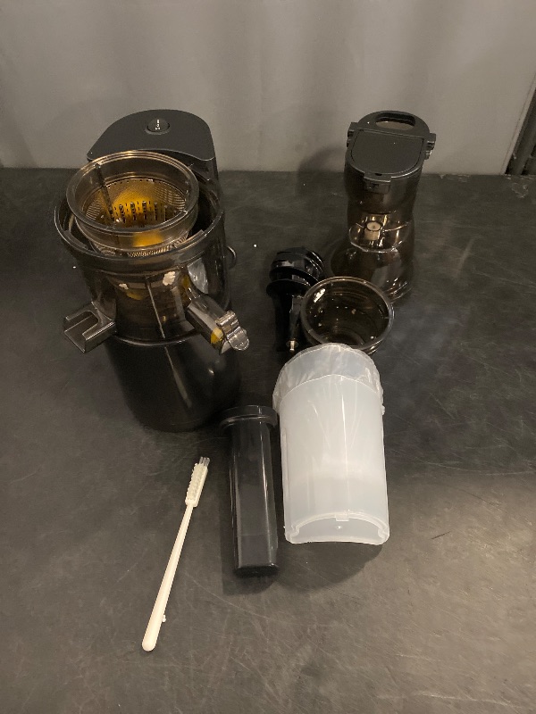 Photo 1 of Cold Press Juicer Machines Slow Masticating High Yield Pulp separation Can make fruit ice cream Multi-Functional for Home Commercial Use Wide Feed Chute (Black)