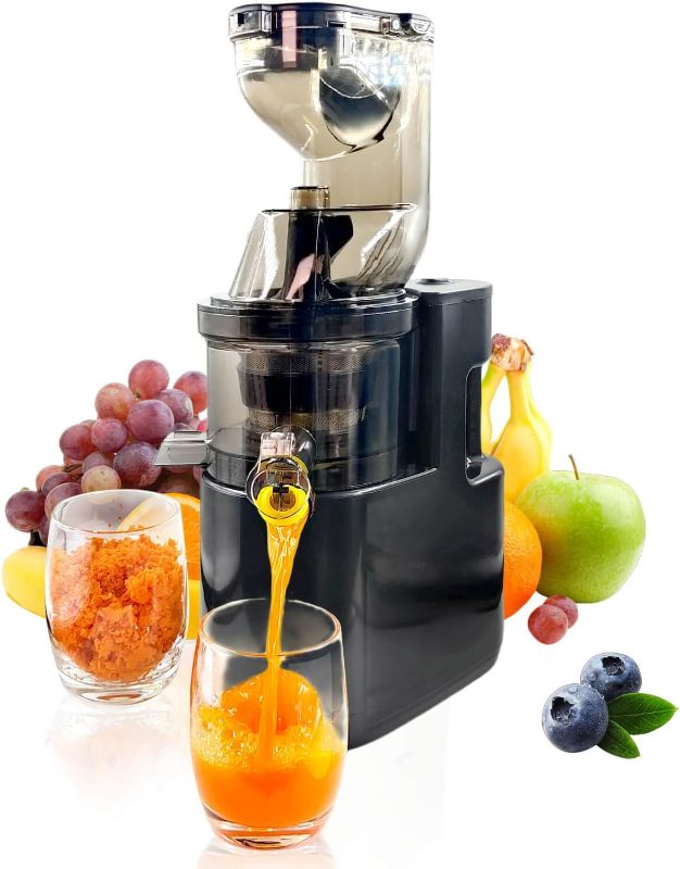 Photo 1 of Cold Press Juicer Machines Slow Masticating High Yield Pulp separation Can make fruit ice cream Multi-Functional for Home Commercial Use Wide Feed Chute (Black)