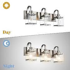 Photo 1 of Bathroom Vanity Light 3-Light Wall Sconce Lighting Modern Wall Light with Clear Glass Shade Modern Brushed Nickel Wall Lamp Mounted Lights Over Mirror for Living Room, Bedroom, Hallway