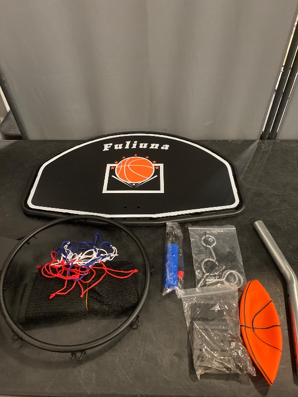 Photo 1 of Trampoline Basketball Hoop - Easy to Install with Mini Ball and Pump, Fit for 25mm Straight & Curved Pole Trampolines