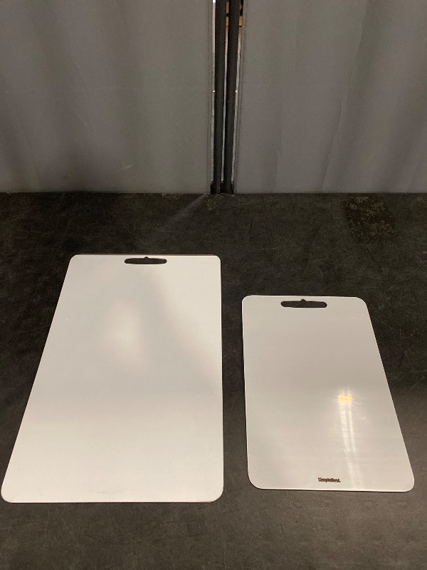 Photo 1 of Titanium Cutting Board Set of 2, 2Pcs Stainless Steel Cutting Board, Double Sided Food Grade Non Stick Chopping Cutting Boards for Meat Fruit Vegetable ((18L*12W) +(14L*10W)