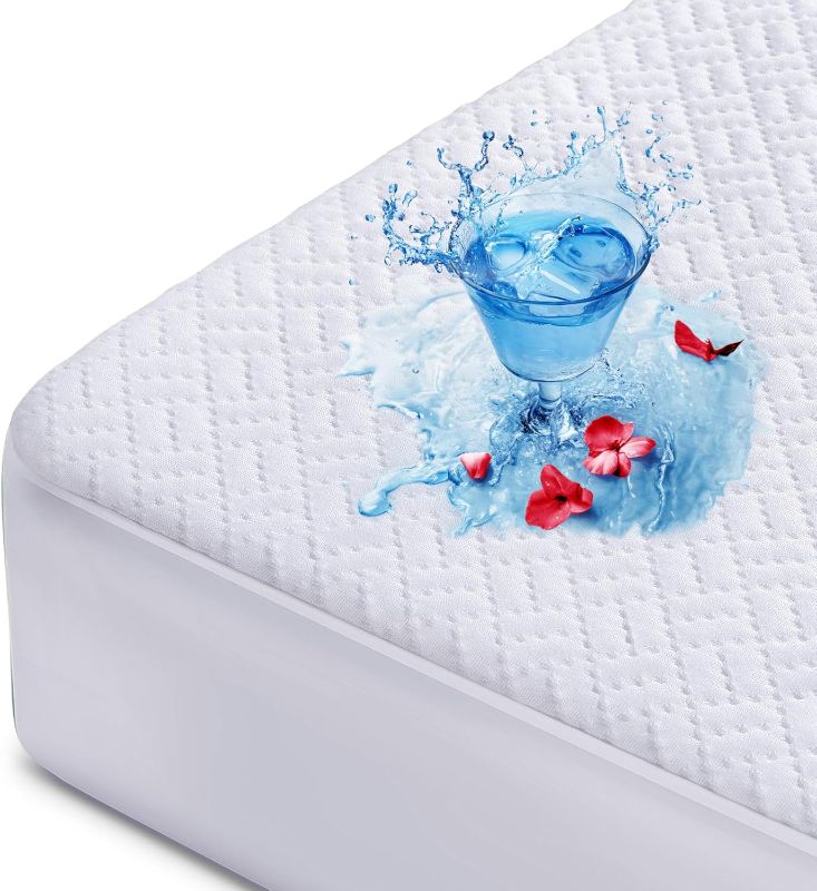 Photo 1 of Hanherry 100% Waterproof Mattress Protector Queen Size, Mattress Cover 3D Air Fabric Cooling Mattress Pad Cover Smooth Soft Breathable Noiseless, 8''-21'' Deep Pocket