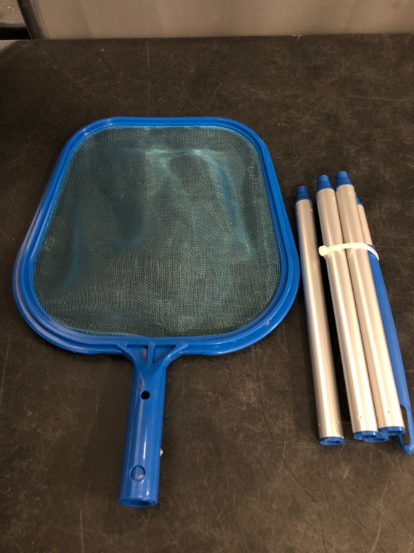 Photo 1 of Pool Skimmer - Pool Skimmer Net with 5 Section Adjustable Telescopic Aluminum Pole, 23''- 60'', Pool Net Skimmer Rake with Ultra Fine Mesh , Pool Leaf Skimmer for Swimming Pools, Spas, Hot Tubs