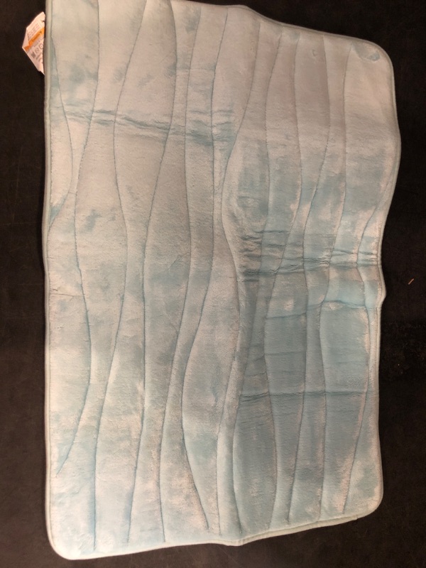 Photo 1 of Buganda Memory Foam Bathroom Rug Mat 24x16, Extra Soft and Absorbent Bath Mats, Non-Slip and Machine Washable Bath Rugs for Bathroom Floor,Tub and Shower, Sky Blue