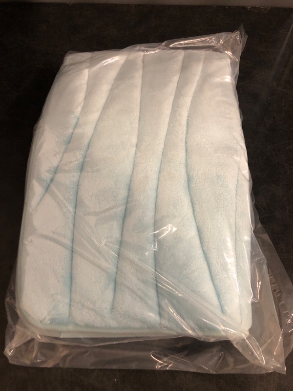 Photo 1 of Buganda Memory Foam Bathroom Rug Mat 24x16, Extra Soft and Absorbent Bath Mats, Non-Slip and Machine Washable Bath Rugs for Bathroom Floor,Tub and Shower, Sky Blue