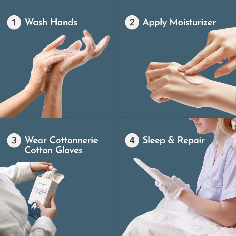 Photo 1 of Cottonnerie Cotton Gloves for Dry Hands Sleeping, Moisturizing Gloves Overnight, Hand Moisturizer Gloves, Moisture Gloves for Dry Hands Overnight, Sleeping Gloves, Eczema Gloves, XSmall 7 Pair