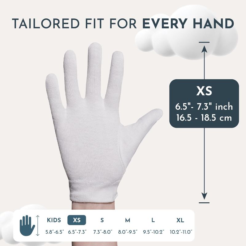 Photo 1 of Cottonnerie Cotton Gloves for Dry Hands Sleeping, Moisturizing Gloves Overnight, Hand Moisturizer Gloves, Moisture Gloves for Dry Hands Overnight, Sleeping Gloves, Eczema Gloves, XSmall 7 Pair