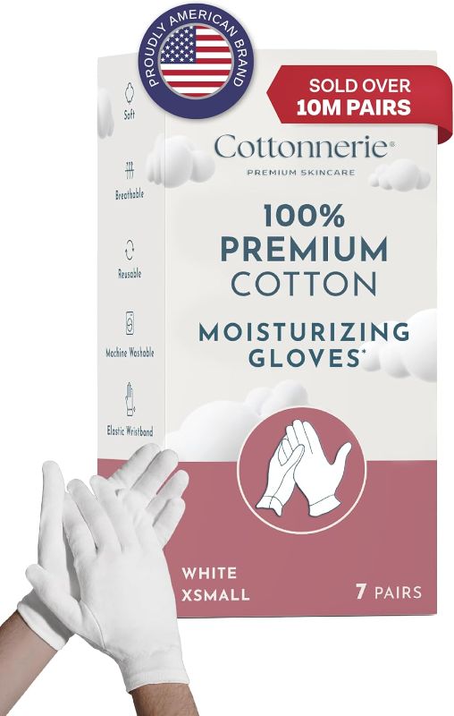 Photo 1 of Cottonnerie Cotton Gloves for Dry Hands Sleeping, Moisturizing Gloves Overnight, Hand Moisturizer Gloves, Moisture Gloves for Dry Hands Overnight, Sleeping Gloves, Eczema Gloves, XSmall 7 Pair