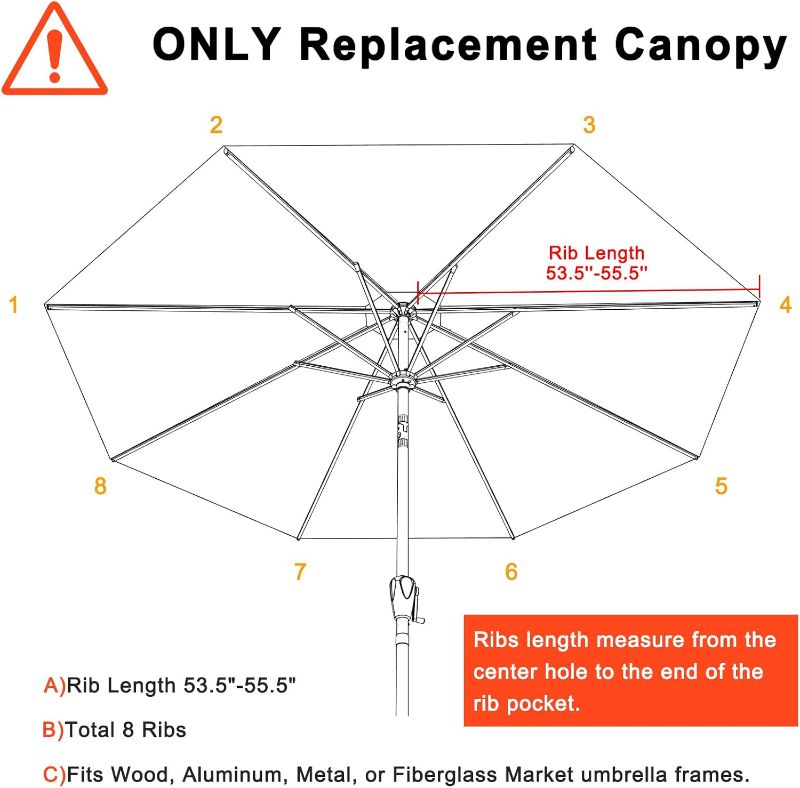Photo 1 of MASTERCANOPY Patio Umbrella 9 ft Replacement Canopy for 8 Ribs-Beige Canopy Only