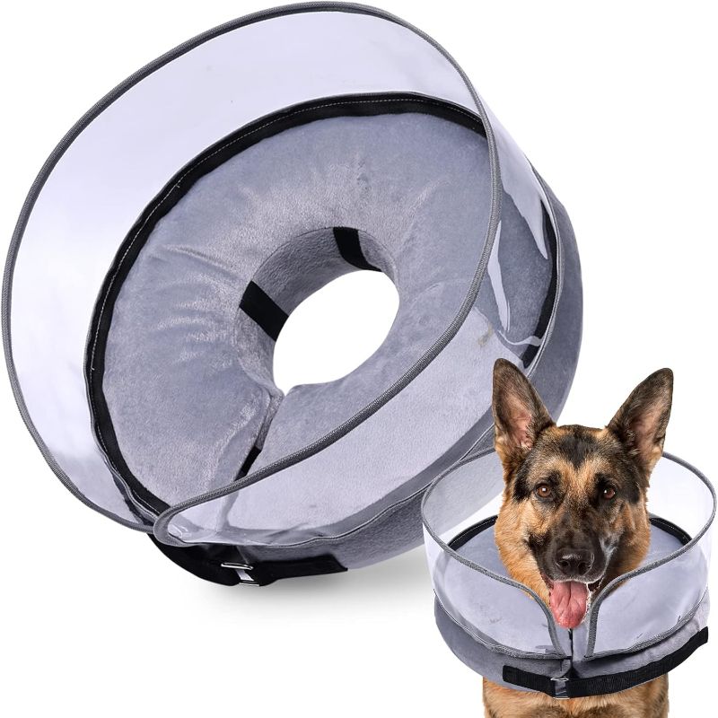 Photo 1 of BARKLESS Dog Cone, Inflatable Dog Cone After Surgery for Small Medium Breeds, Soft Surgery Collar with Enhanced Anti-Licking Guard Shield for Pets, Patented Protective Donut Collar