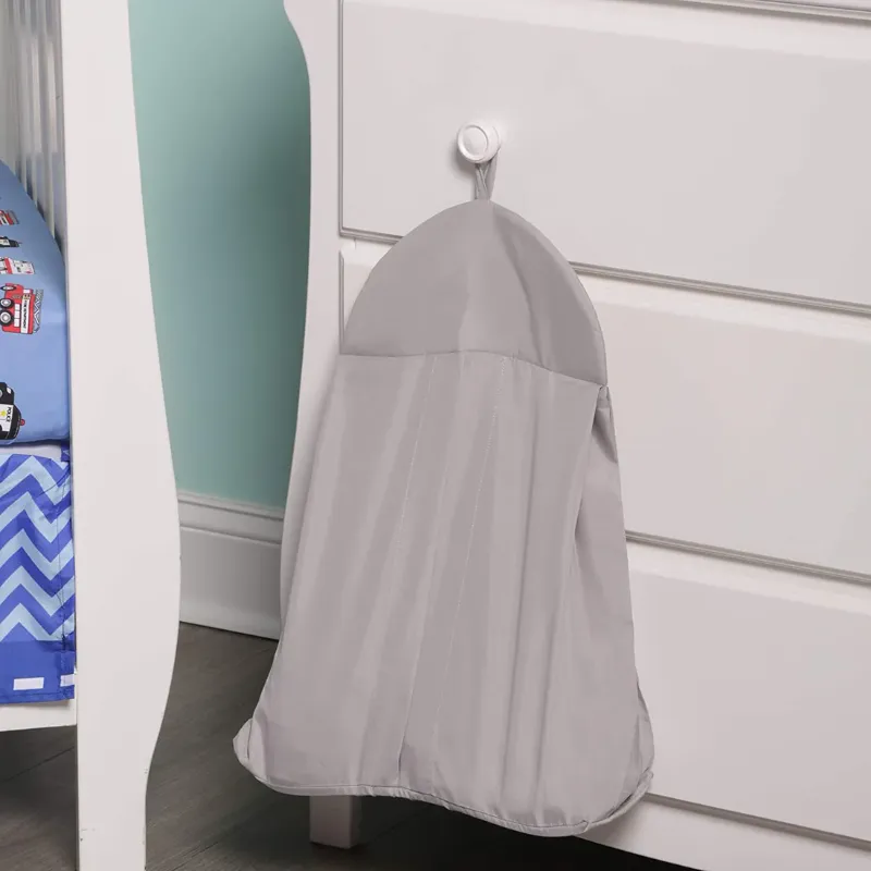 Photo 1 of STYLISH NEWBORN ESSENTIAL – A MUST HAVE BABY ACCESSORY: Made of fade-resistant light gray ultra-soft microfiber polyester, this super-cute diaper hanger coordinates with most baby boy or girl nursery bedding collections and is a valuable necessity for new