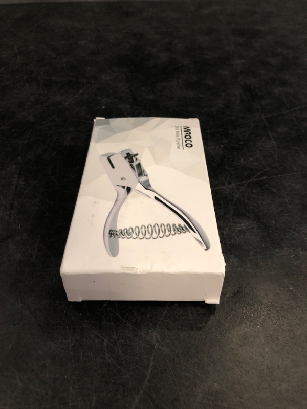 Photo 1 of MROCO Hole Punch One Slot Badge Punch for ID Cards, Handheld, No Burrs, Metal Badge Puncher, 15mm x 3mm Hole Size