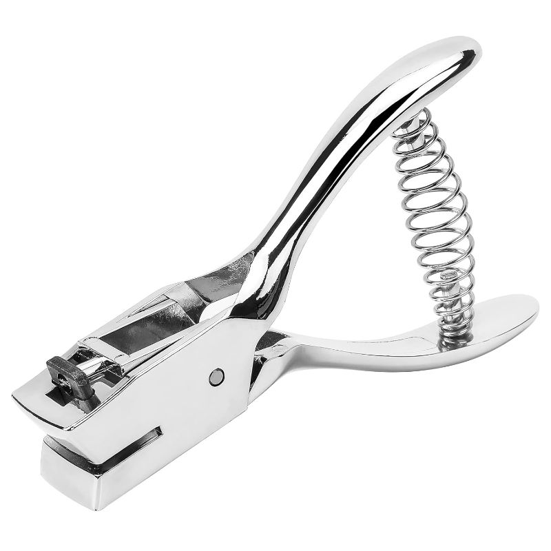 Photo 1 of MROCO Hole Punch One Slot Badge Punch for ID Cards, Handheld, No Burrs, Metal Badge Puncher, 15mm x 3mm Hole Size