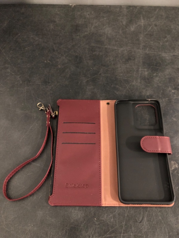Photo 1 of Compatible with Motorola Moto G 5G 2024 Wallet Case with Card Holder,Women Men RFID Blocking PU Leather Flip Cover Wrist Strap Zipper Credit Card Slots,Phone Case for Moto G 5G 2024,Wine Red