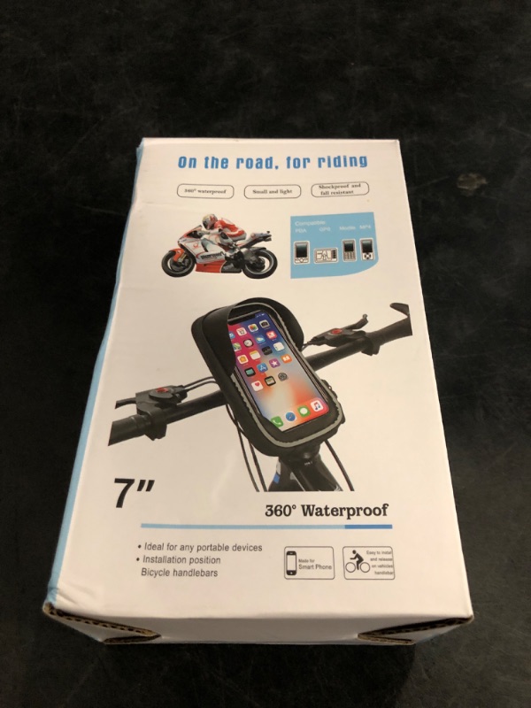 Photo 1 of Bike Phone Handlebar Bag Holder Bike Phone Holder Waterproof Bike Bag with Sun-Visor Rain Cover, TPU Touch Screen, Handlebar Mount Bicycle Phone Front Frame Bag Bike Phone Mount for Bike
