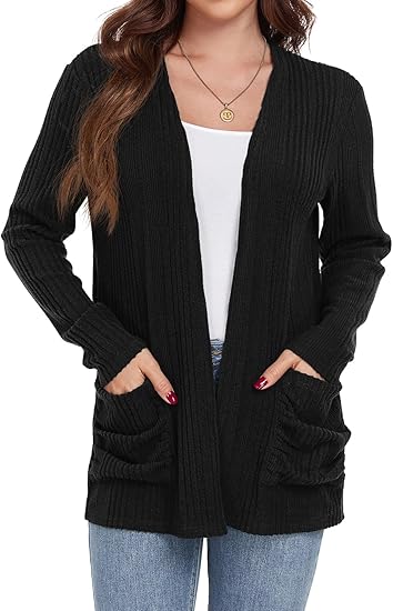Photo 1 of S/M GRECERELLE Womens Long Sleeve Lightweight Open Front V-Neck Casual Cardigan Sweaters Outerwear with Pockets 2025