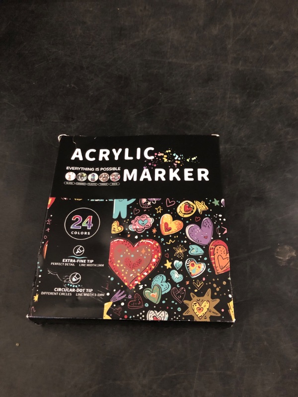 Photo 1 of Acrylic Paint Pens, 24 Colours Fine & Dot Dual Tip Paint Markers for Rock, Wood, Canvas, Calligraphy, DIY-Christmas Crafts