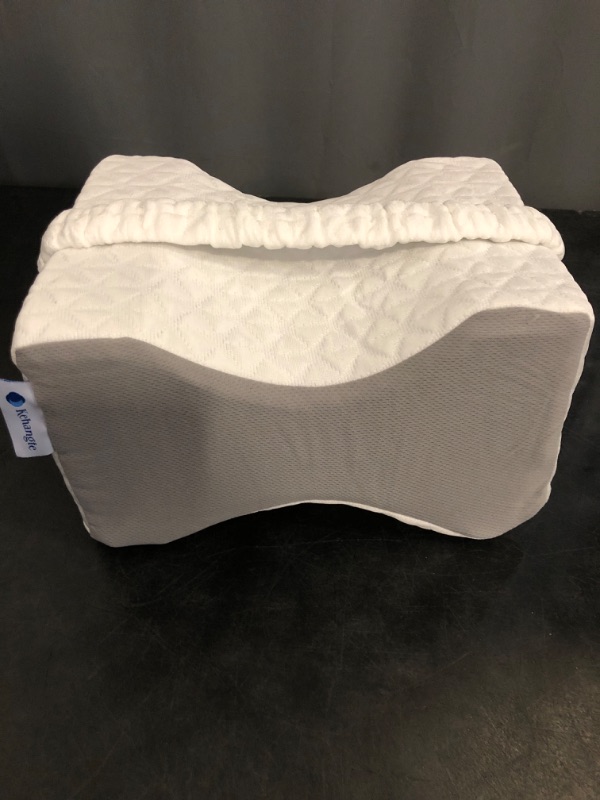 Photo 1 of Knee Pillow for Side Sleepers,Knee Pillow,Leg Pillow for Side Sleeping,Hip Pain and Smooth Spine Alignment Pillows,Memory Foam Ergonomic and with Cover and Removable Straps,White/Gray