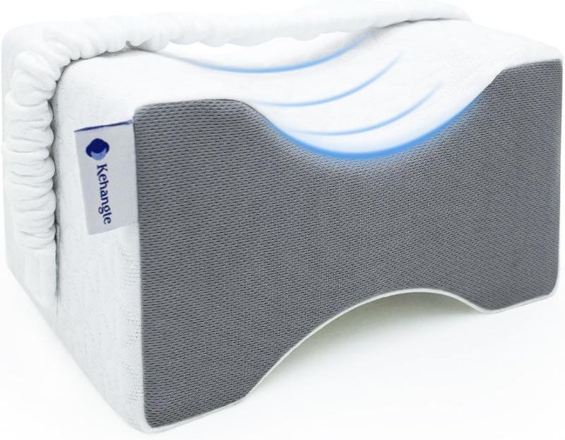Photo 1 of Knee Pillow for Side Sleepers,Knee Pillow,Leg Pillow for Side Sleeping,Hip Pain and Smooth Spine Alignment Pillows,Memory Foam Ergonomic and with Cover and Removable Straps,White/Gray
