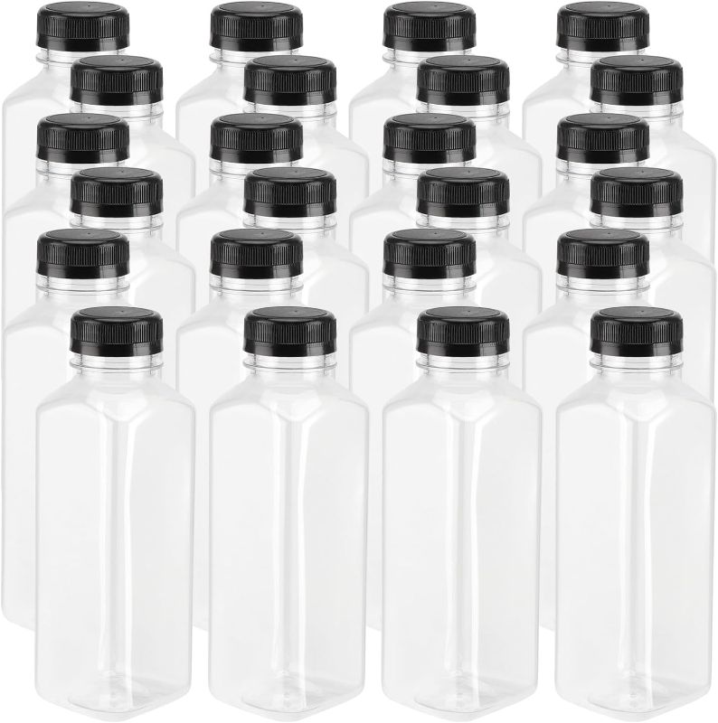 Photo 1 of 24 Pack 14oz Plastic Juice Bottles with Caps, 400ml Clear Plastic Sensory Bottles with Leakproof Lids, Reusable Empty Juice Smoothie Containers