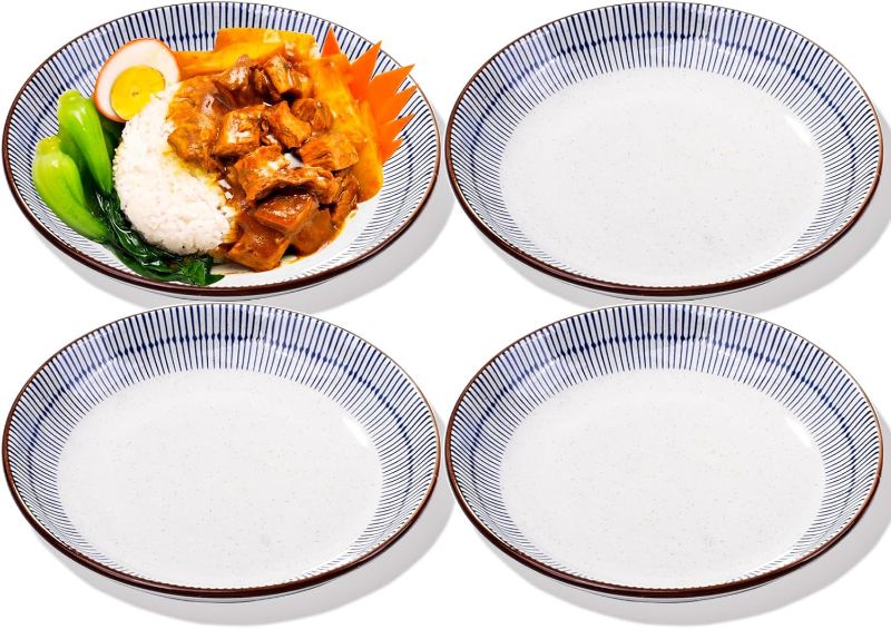 Photo 1 of Japanese Dinner Plates set of 4, Porcelain Dinner Plates, Ceramic Plates