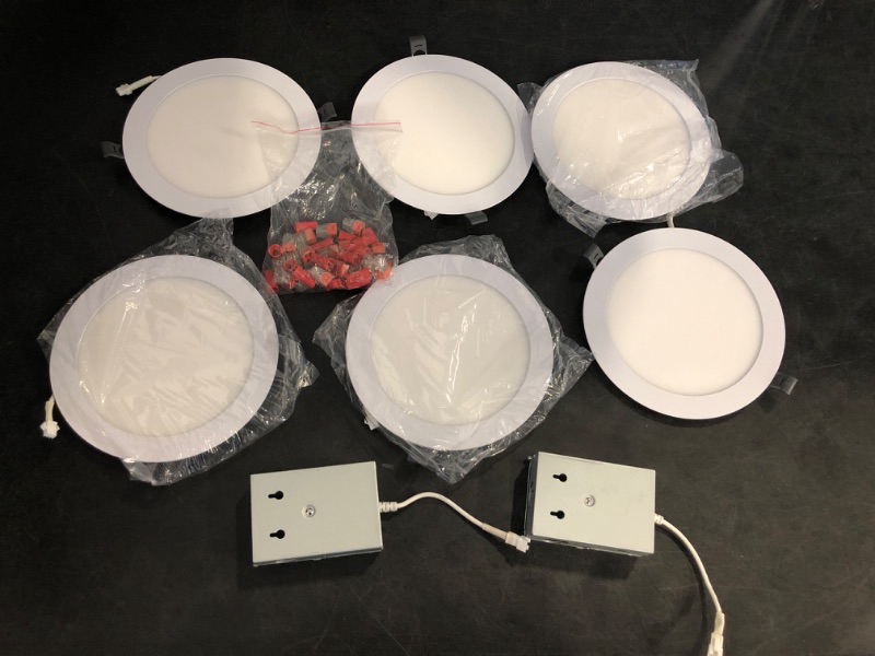 Photo 1 of 4 Pack 6 Inch LED Recessed Ceiling Light, 2700K/3000K/3500K/4000K/5000K Selectable, Dimmable 12W=110W, 1050LM, 