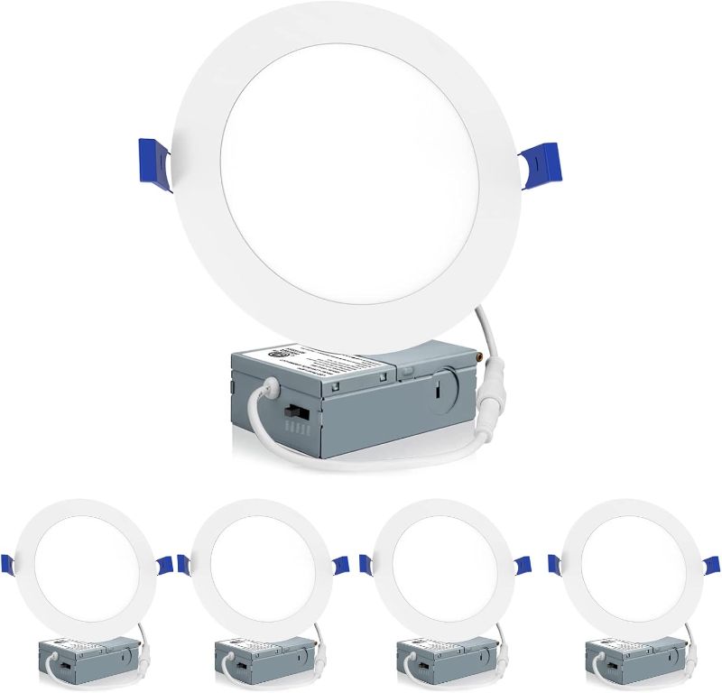 Photo 1 of 4 Pack 6 Inch LED Recessed Ceiling Light, 2700K/3000K/3500K/4000K/5000K Selectable, Dimmable 12W=110W, 1050LM, 