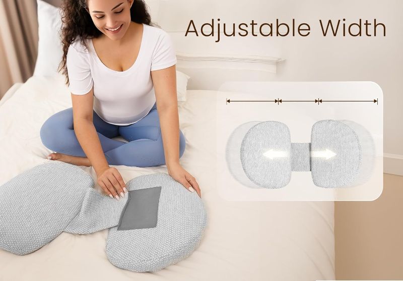 Photo 1 of Pregnancy Pillow for Sleeping Memory Foam Pillow for Side Sleeper, Maternity Pillow Support for Back, Belly, HIPS for Pregnant Women, Portable and Adjustable Travel Wedge Pillows Grey