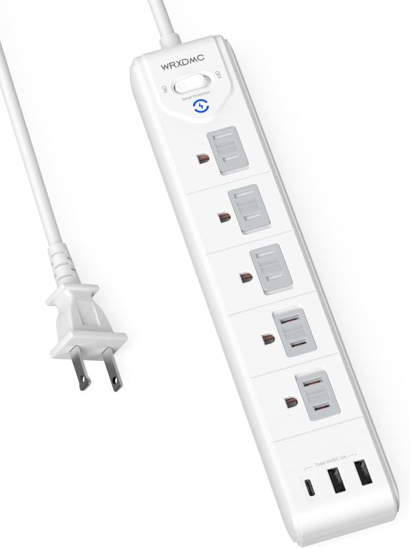 Photo 1 of 2 Prong Power Strip, WRXDMC 2 Prong to 3 Prong Outlet Adapter, 5ft Extension Cord with Polarized Plug,