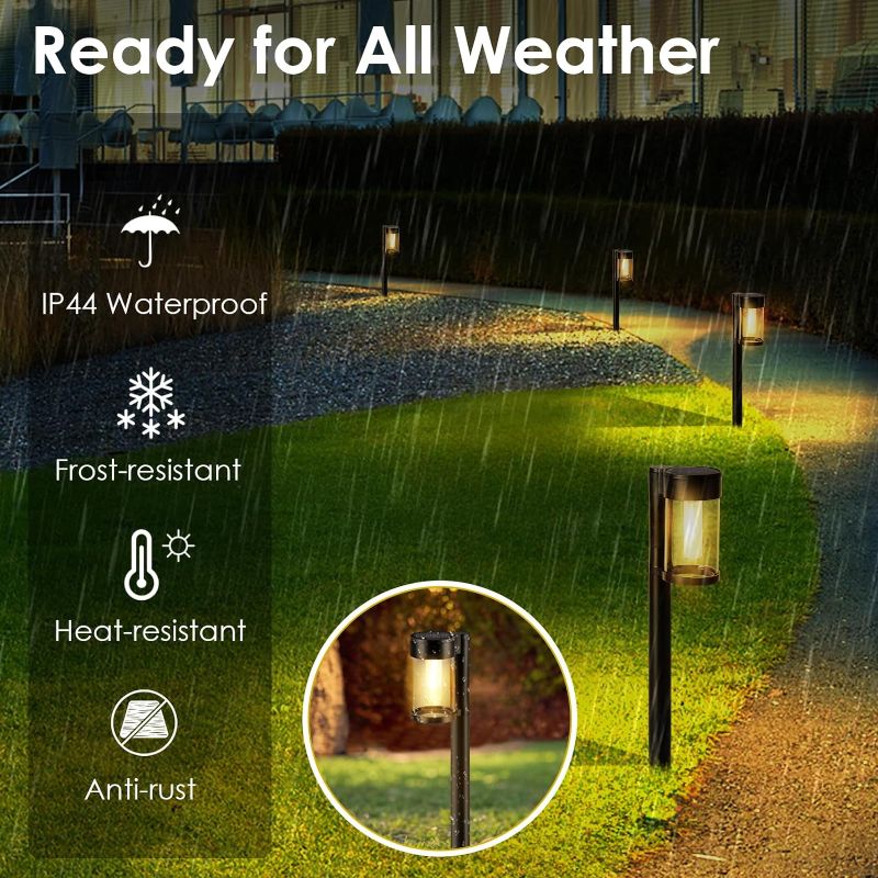 Photo 1 of Solar Pathway Lights Outdoor, 10 Pack Metal & Glass Solar Lights Outdoor Waterproof Landscape Path Lights for Outside Yard Lawn Walkway Driveway Garden Decor