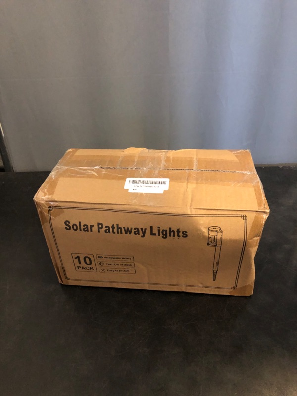 Photo 1 of Solar Pathway Lights Outdoor, 10 Pack Metal & Glass Solar Lights Outdoor Waterproof Landscape Path Lights for Outside Yard Lawn Walkway Driveway Garden Decor