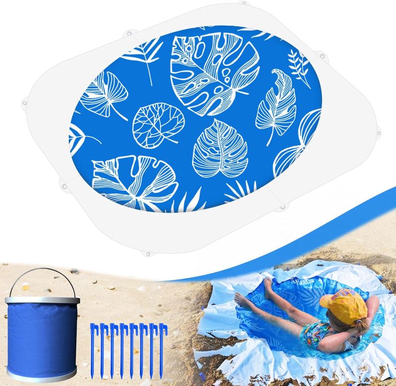 Photo 1 of  Baby Beach Pool, 2-in-1 Waterproof Beach Blanket & Kiddie Pool, 6.5 x 6.5 Feet Portable & Foldable Baby Pool for Beach w/Collapsible Water.