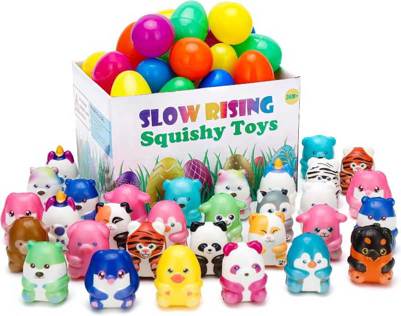 Photo 1 of Slow Rising Squishy Toys with Easter Eggs - 30 PCS Stress Relief Fidget Toys,Birthday Goodie Bag Stuffers Treasure Box Toys, Kids Classroom Prizes,Claw Machine Toys,Mini Animal Toys