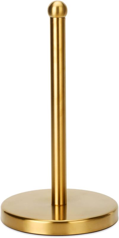 Photo 1 of Gold Paper Towel Holder, Easy One-Handed Design for Kitchen Stand Paper Towel Dispenser, Sturdy Base for Standard Paper Towel Rolls and Mega Paper Towel...