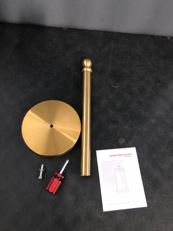 Photo 1 of Gold Paper Towel Holder, Easy One-Handed Design for Kitchen Stand Paper Towel Dispenser, Sturdy Base for Standard Paper Towel Rolls and Mega Paper Towel...