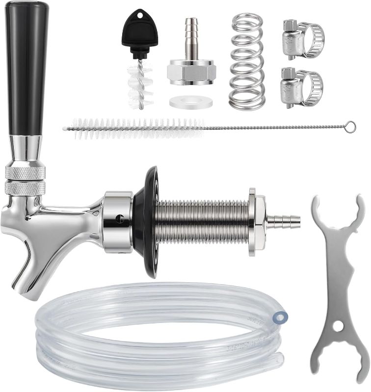 Photo 1 of Hilangsan Draft Beer Line Shank Faucet Kit 3” Beer Faucet Shank Self-Closing Beer Tap Faucet Kegerator Parts Wrench 6ft 3/16” Beer Line Tubing Barb...