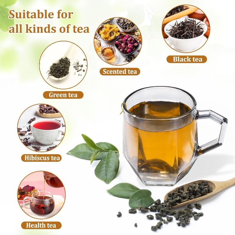 Photo 1 of 50 Pcs Tea Strainer Stainless Steel Tea Infuser Mesh Heart Shaped Tea Strainer with Extended Chain Hook Tea Interval Diffuser Tea Filters for Seasonings Cup Bottle, Gold