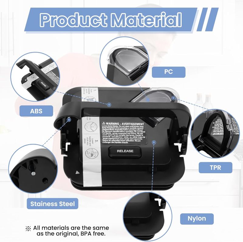 Photo 1 of Locking Lid Replacement Compatible with Ninja BL610 BN751 Blender 72oz XL Pitchers New Model, Replacement Newer Square Top Cover for Ninja