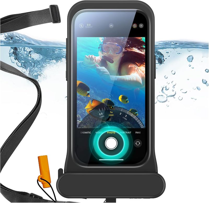 Photo 1 of Waterproof Phone Pouch for iPhone 13 Pro / 14 Pro / 15 Pro, Underwater Touch Sensitivity, IPX8 Floating Waterproof Cellphone Case