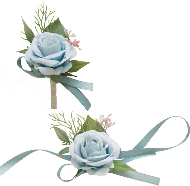 Photo 1 of  2 Pieces of Artificial Rose Wrist Corsage