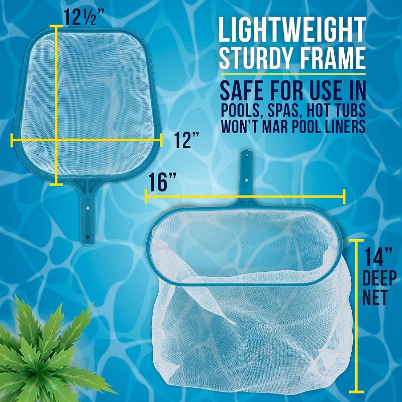 Photo 1 of Pool Supply Professional Swimming Pool Leaf Skimmer Net and Leaf Rake Net Set - Cleans Out Debris Fast, Pool Maintenance - Clean Pool Liners, Spas, Ponds and Kids Inflatable Pool