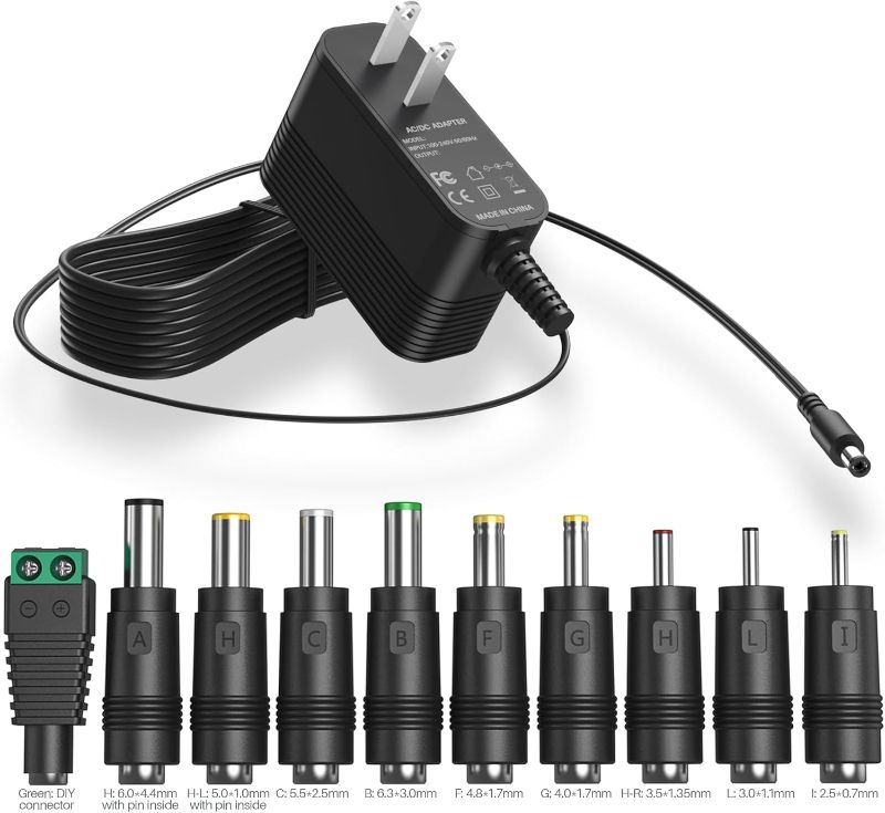 Photo 1 of Power Supply AC Adapter DC 9V Power Cord Universal Power Adapter with 10 Interchangeable Jacks