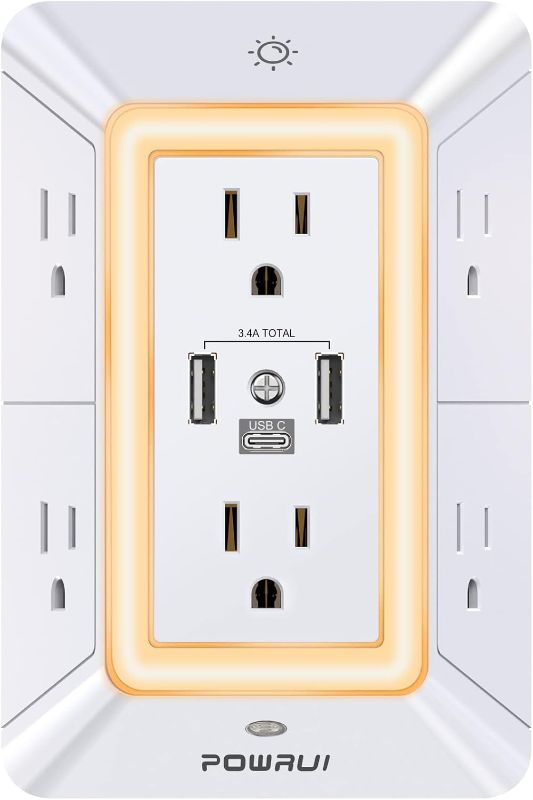 Photo 1 of Multi Plug 6 Outlet Surge Protector Extender with 3 USB Ports 