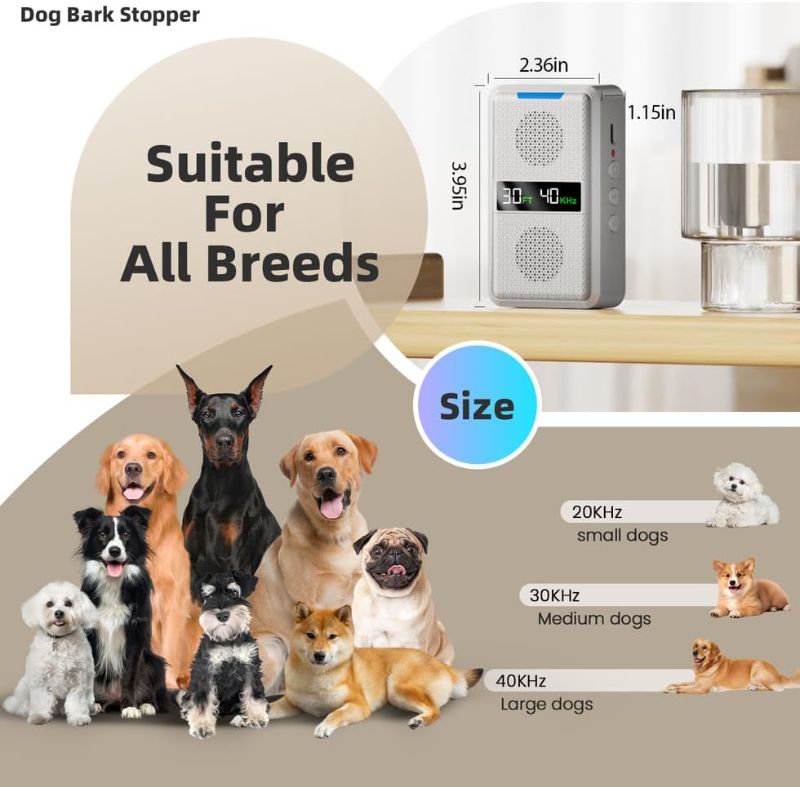 Photo 1 of  Anti Barking Device for Dogs, Ultrasonic Dog Bark Deterrent Devices, Adjustable Frequency & Range, Type-C Rechargeable