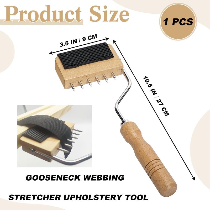 Photo 1 of Webbing Stretcher Upholstery Tool Webbing Puller Stretcher Stretching Webbing Tool Wood Handle, Upholstery Supplies to Catch The Close to Frame with Plenty of Leverage